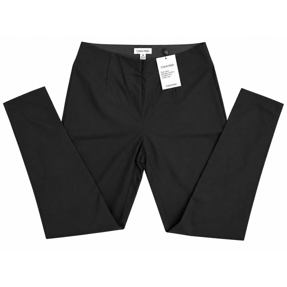 Calvin Klein Stretch Slim Tapered Ankle Dress Pants Women's Size 10 Black NWT